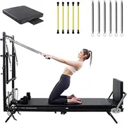 CRODRES Pilates Reformer Machine with Tower 2-in-1 Half Elevated Core Bed for Home Studio Foldable Premium Machine to Improve Core Strength for Yoga & Pilates Combo Machine