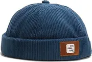 [faweqdjy] Corduroy Brimless Hat for Men Women Rolled Cuff Docker Cap Unisex Street Retro Corduroy Beanie Hat