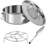 Flan Mold with Lid and Handle 1.5QT Flan Pan Mold with Latch Stainless Steel Flan Maker Nonstick Flan Pan Round Flan Baking Pan with Rack and Spatula for Baking Pressure Cookers