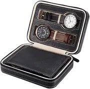 [CFZSALK] Watch Box Watch Holder Watch Organizer Holder Travel Portable Elegant 4 Slots Watch Box Holder Wristwatch Collector Display Case Watch Case (Color : Brown, Size : 17.5 * 13.5 * 6cm) KeYJ