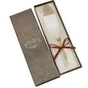 Gold Glitter Tipped Goose Feather Ballpoint Pen