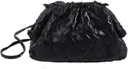 [JadwigaS] Woven Dumpling Bag for Women Clutch Purses, Cloud Crossbody Handbag Soft Shoulder Bag