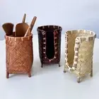 Bamboo Woven Cup Holder Rack Handmade Storage Basket for Bathroom Rinsing Cups