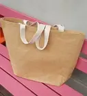 Hessian Reusable Market bag extra large Tote bag Produce bag - Laminated