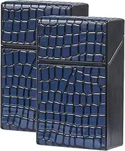 [TRELVEX] 2 Pack Box Cigarette Cases Holder Women Men King Size Cigarettes Plastic Cigarette Case for 20 Pieces(Blue)