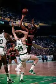 Lucius Allen Milwaukee Bucks goes up for a shot against Danny Aing- Old Photo