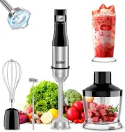 Immersion Blender Handheld 5 in 1 Hand Blender Continuously Variable Speed Steel