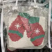 The Collection Hand painted Needlepoint Canvas Easy 7 count xmas red mittens