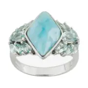 Larimar and Sky Blue Topaz Sterling Silver Ring NWT Size 10