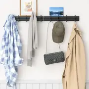 Coat Hat Hook Wall Mounted Rail Rack 9 Double Hooks-Adjustable Sturdy Metal Bag