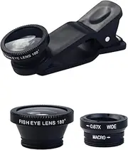 Fish Eye Lens – Phone Camera Kit, Mobile Lens Attachment | 0.78-1.18 inches Wide Angle Macro Combo, Univarsal Phone Set, Selfie Photography Accessory at Events or Travel