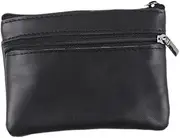 [LIFKOME] Unisex Mini Leather Wallet with Zipper Coin Purse Compact Pocket Purse for Cards Coins Durable Black Holder for Daily Use Shopping Work Travel