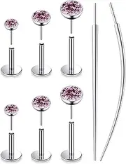 [Lsnevsie] 20G 18G 16G Threadless Push In Astm F136 Titanium Nose Ring Studs Flat Back Studs Earrings G23 Titanium Tragus Helix Conch Cartilage Earrings Piercing Jewelry For Women Men Clear Pink CZ