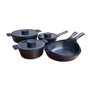 Neoflam Vulcan small se 24, 28cm Frying pan, Saucepan and 20, 24cm Casserole Set - Induction Black