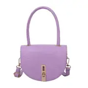 Fashion PU Leather Alligator Pattern Saddle Shoulder Bag Ladies Vintage Solid Color Crossbody Bag Handbags