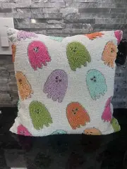 Sweet Street Pastel BEADED GHOST Throw Pillow 14x14 TikTok Bling Glam Halloween