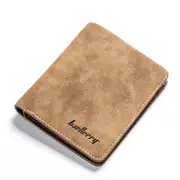 Men Retro Frosted PU Wallet Two Folding Male Purse Credit Card Holder Solid Color Short Wallet Coffee