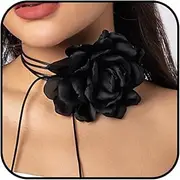 [Frodete] Vintage Flower Choker Necklace for Women Rose Wrap Leather Tie Floral Neck Chain White Gothic Day Collar Sexy Floral Jewelry Bridal Party Accessory
