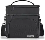 [INSMEER] Large Lunch Bag, 16L Lunch Box Lunch Cooler Leakproof Insulated, with Waterproof Zipper/Shoulder Strap for Work, Office, School, Outdoor, Picnic, Kids (Black)