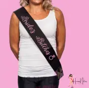 Hens Party Sash - Black with Pink Writing Bride's Bitches