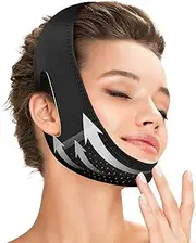 Reusable V Line Lifting Mask with Chin Strap for Sleeping,Face Lift Prevent Sagging, Jaw Exerciser,Black,M