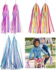 Mtxorvix 3 Pairs Kid's Bicycle Handlebar Streamers - Colorful Ribbon Tassels for Bike, Scooter, Tricycle Handles With Sparkle Grips