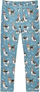 [Joisal] Trendy Dogs Blue Leggings Girls, Soft for Dance Leggings for Girls, 4-10T