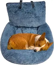 Large Console Dog Car Seat | Soft Detachable Dog Booster Seat,Plush Dog Car Seat Bed Washable With Leash And Strap Fits Cars/Trucks/SUV/Pickup