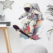 RoyoLam Skater Astronaut Wall Sticker Nursery Skateboarding Wall Decal for Kid Boy Baby Removable Peel and Stick Wall Art Home Decor Decoration for Classroom Preschool Playing Room Living Room Bedroom