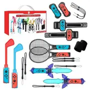 Sports Games Accessories Switch Bundle Family 12Pcs Nintendo Tennis Rackets Sword Grips Golf Clubs Wrist Dance Bands Leg Strap JoyCon Comfort Grip Carrying Case