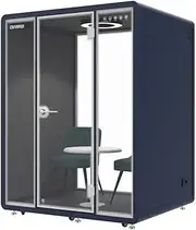 HiWish Office privacy booth & meeting pod,Pre-fab home office,movable workspace,Soundproof Acoustic Privacy Silent premium privacy Workstation pods, phone booth, portable,on Wheels-color Dark Blue, 3M