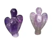 2 Natural Purple Amethyst Angel Animal Beads