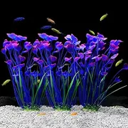 Proxima Direct 3 Pack Aquarium Plants 15.75 Inches Tall Plastic Plants for Fish Tank Accessories Decorations (Purple)