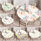 Plant Flowers Round Table Cover Cloth Protector Tablecloth Waterproof Kitchen