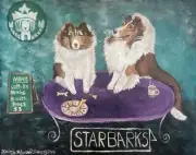 SHELTIE at Starbarks Starbucks Shetland Sheepdog Dog Pop Art Print 8 x 10 KSAMS