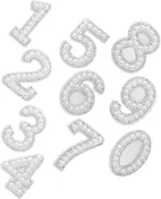 COHEALI Sew-on Number Patches Imitation Pearl Rhinestone Stickers Custom DIY Patch Set 0-9 for Clothing Phones Handbags