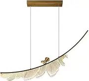 CJLWSLCO All Copper Light Luxury Acrylic Feather Hanging Lamp Bedroom Living Room Dining Room Study Decoration Pendant Lightled LED Light Source Chandeliers Modern Simple Home Lighting Fixtures Indoor