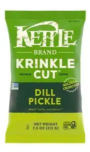 New Kettle Brand Krinkle Dill Pickle Bolder Crunchier Potato Chip 7.5oz