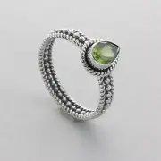 Teardrop / Drop Green PERIDOT Ring Multiple Sizes 925 STERLING SILVER #41e