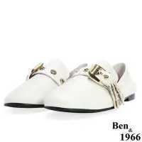 在飛比找Yahoo奇摩購物中心優惠-Ben&1966高級頭層羊皮流行舒適包鞋-米白(216082