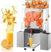 120W Electric Orange Juice Machine, Commercial Citrus Squeezer with 2 Scrap Box, Automatic Slow Masticating Juice Extractor, 20 Oranges Per Minute
