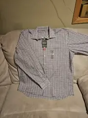 Nwt Van Heusen Flex Collar Purple, Black Long Sleeve Dress Shirt 16.5 34/35