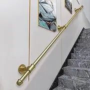 Modern Handrail for Stairs, Outdoor Grab Rail | Gold Metal Wrought Iron Water Pipe Design Banister Hand Rails | Elderly Kids Non-Slip Safety Staircase Railing (Size : 7ft/210cm)