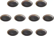 Set of 10 Brush (Black) 8.9 inches (22.5 cm) Plates, 9 x 1.1 inches (22.8 x 2.8 cm) | Medium Plates, Reinforced Porcelain, Setomonohonpo
