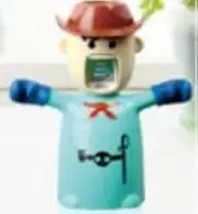 Kids Fun Toothbrush Holder Automatic Toothpaste Holder Dispenser Set with Cup. Wall Mounted with Superior Sticky Back. Cartoon Love Warriors Pirate Prince (Cyan).