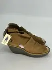 Fly London YEMA Oil Suede Open-toed Bootie Womens Size 11-11.5 EU 42 Tan Ankle