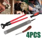 4Pcs Farriers Tools Kit Hoof Trim Shoeing Hoof Nipper Rasp Knife Horse Farm Set