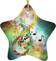 Abstract Music Symbol Christmas Ornaments 2024 Ceramic Christmas Tree Hanging Ornaments Holiday Ornaments for Christmas Christmas Decorations Keepsake Gifts New Home Ornament