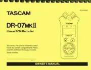 Tascam DR-07 MKII Linear PCM Recorder OWNER'S MANUAL