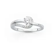 Silver Tween Cubic Zirconia Solitaire Twist Ring in Clear